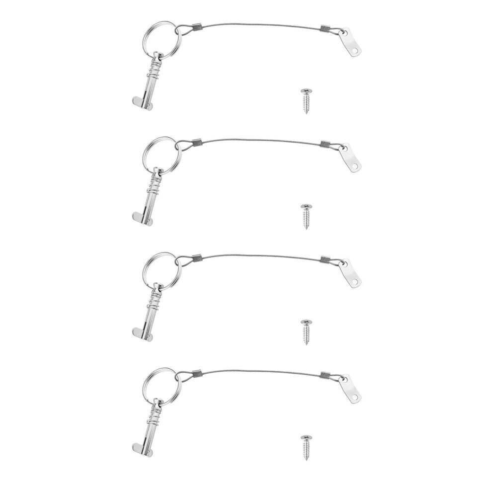 4PACK Quick Release Pin w/Screws for Marine Bimini Top Deck Hinge 316 SS