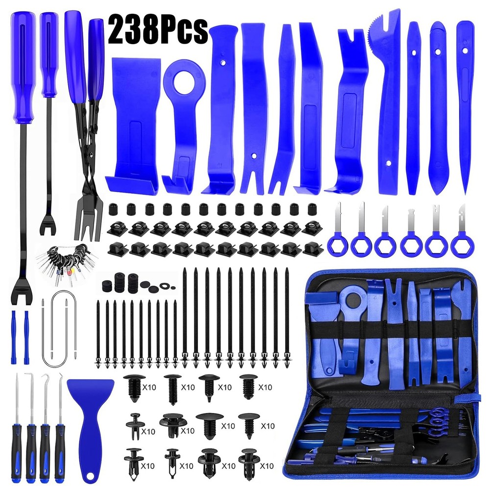 238PCS CAR TRIM REMOVAL PRY TOOL SET MOLDING PANEL DOOR DASH INTERIOR CLIP KIT