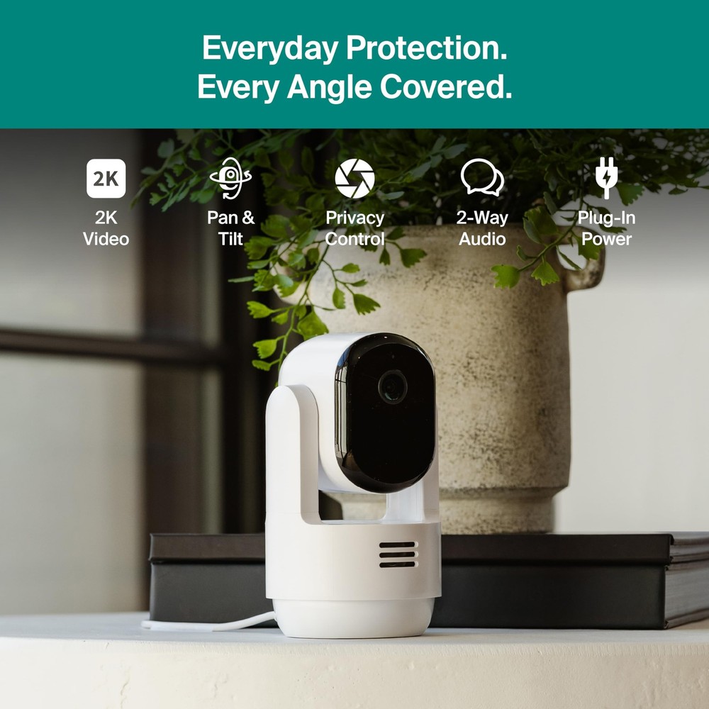 Arlo Essential Indoor Pan Tilt Security Camera 2K Wired Plug-in (2025 Release)