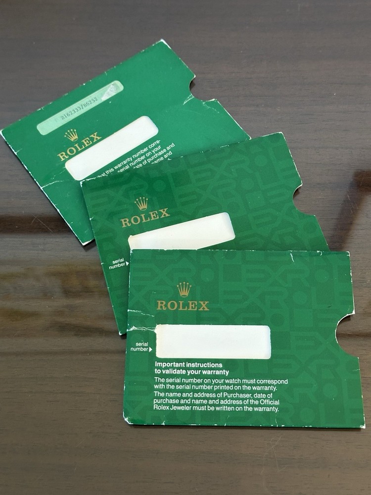 3 Rolex Green Paperwork Card Envelopes