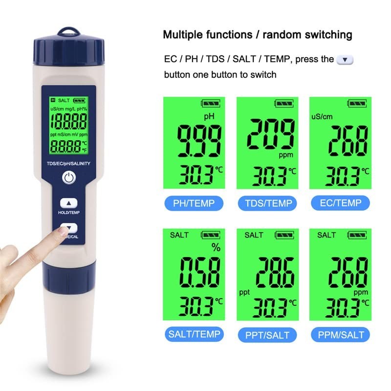 PH & Salinity Meter for Pool Saltwater & Aquariums