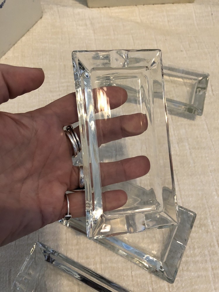 4 Clear Beveled Glass MCM Rectangular Individual 2.5”x5” Ashtrays