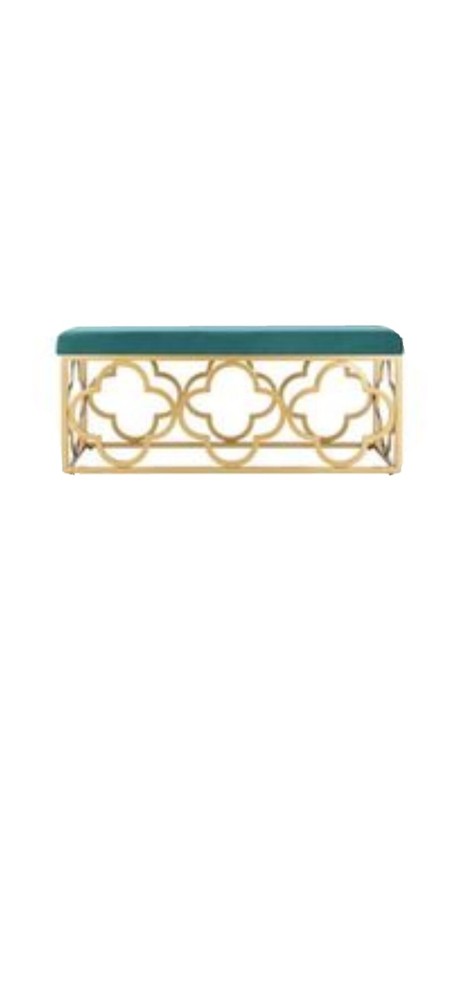 SAFAVIEH Fleur Rectangle Bench | Emerald / Gold |