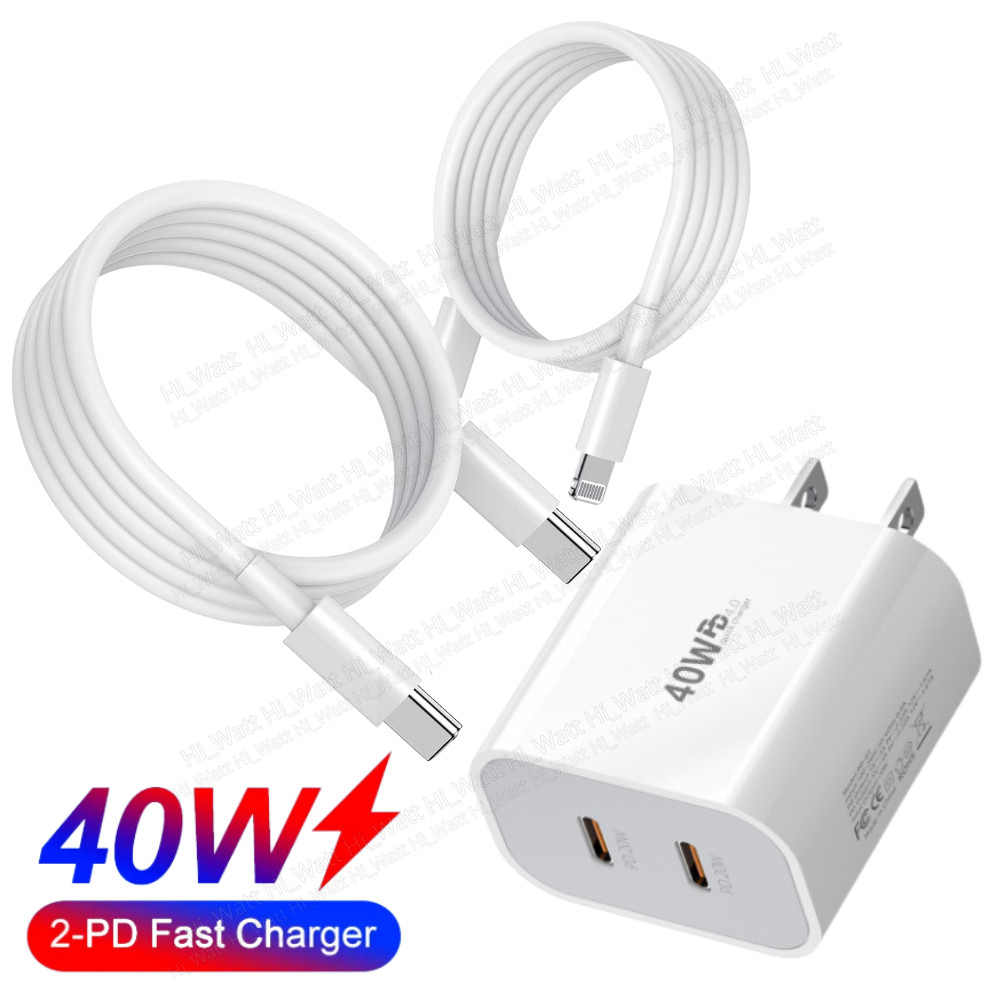 40W PD USB C Fast Charger Cube Type C Cable For iPhone 16 15 14 13 12 11 Pro Max