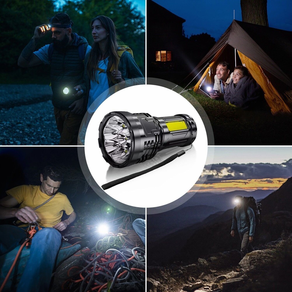Super Bright LED Tactical Flashlight USB Rechargeable Work Light COB Side Light