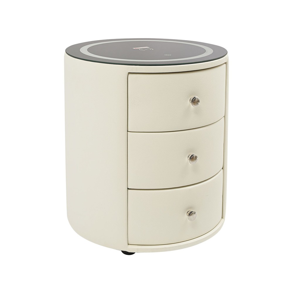Nightstand with Charging Station End Table Bedside Table With 3 Storage Drawers