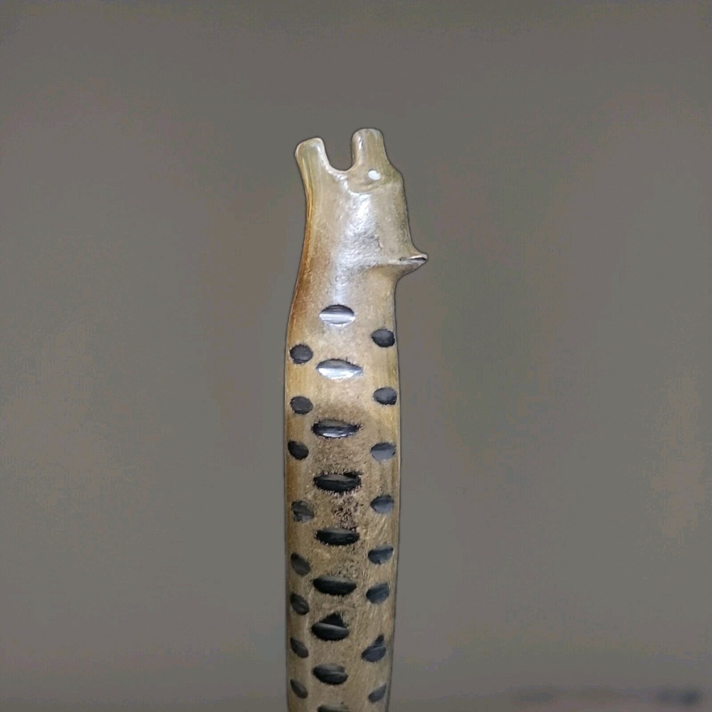 Handmade Horn with Wooden Leopard Handle Server fork