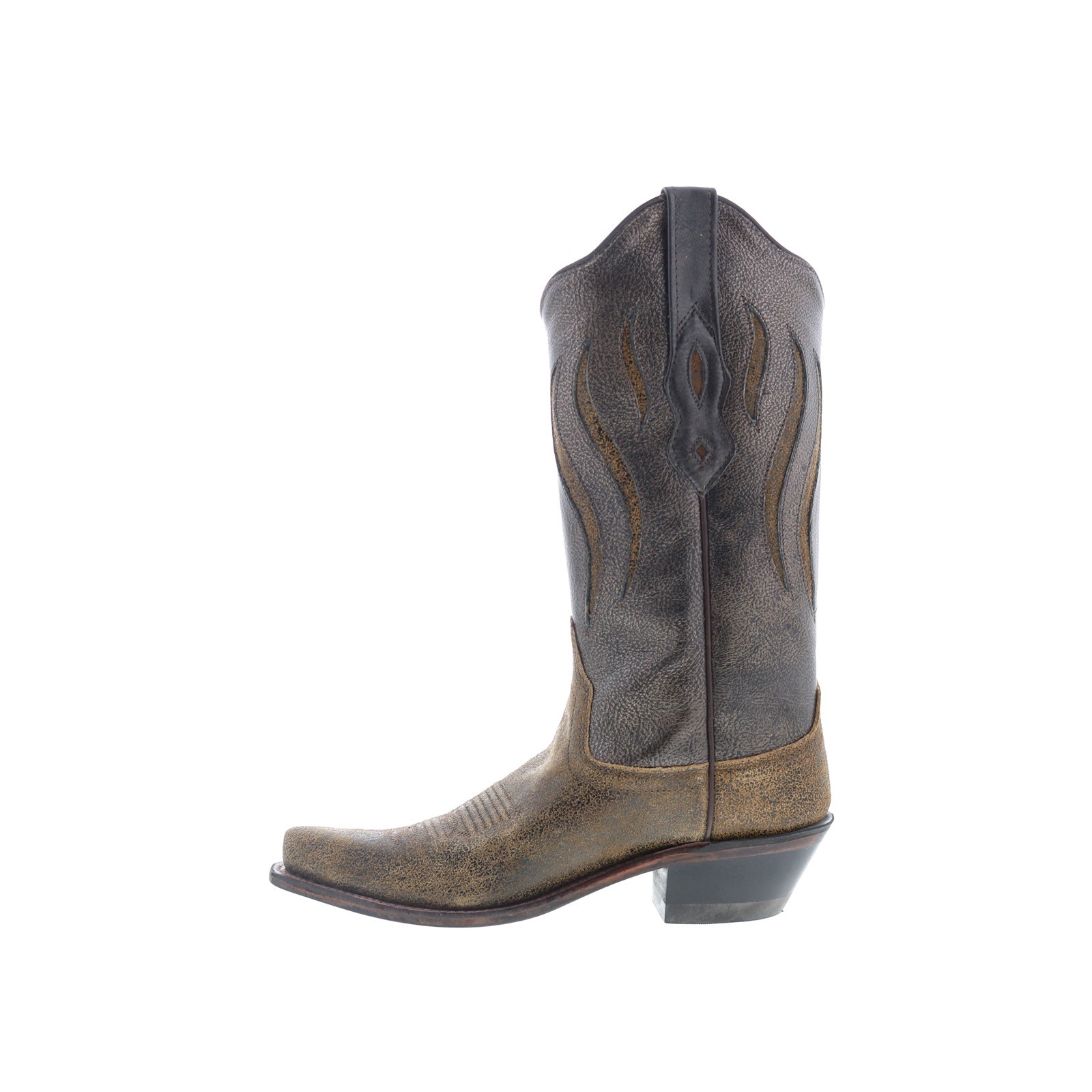 Jama Old West LF1524 Women's Brown Leather Slip-On Cowboy Boots