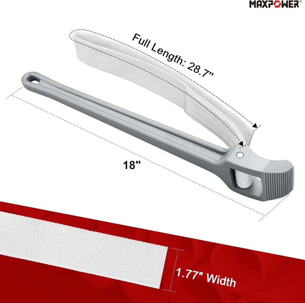 Strap Wrench, 18-inch Handle Adjustable Strap Wrench, Nylon Strap Pipe Wrench
