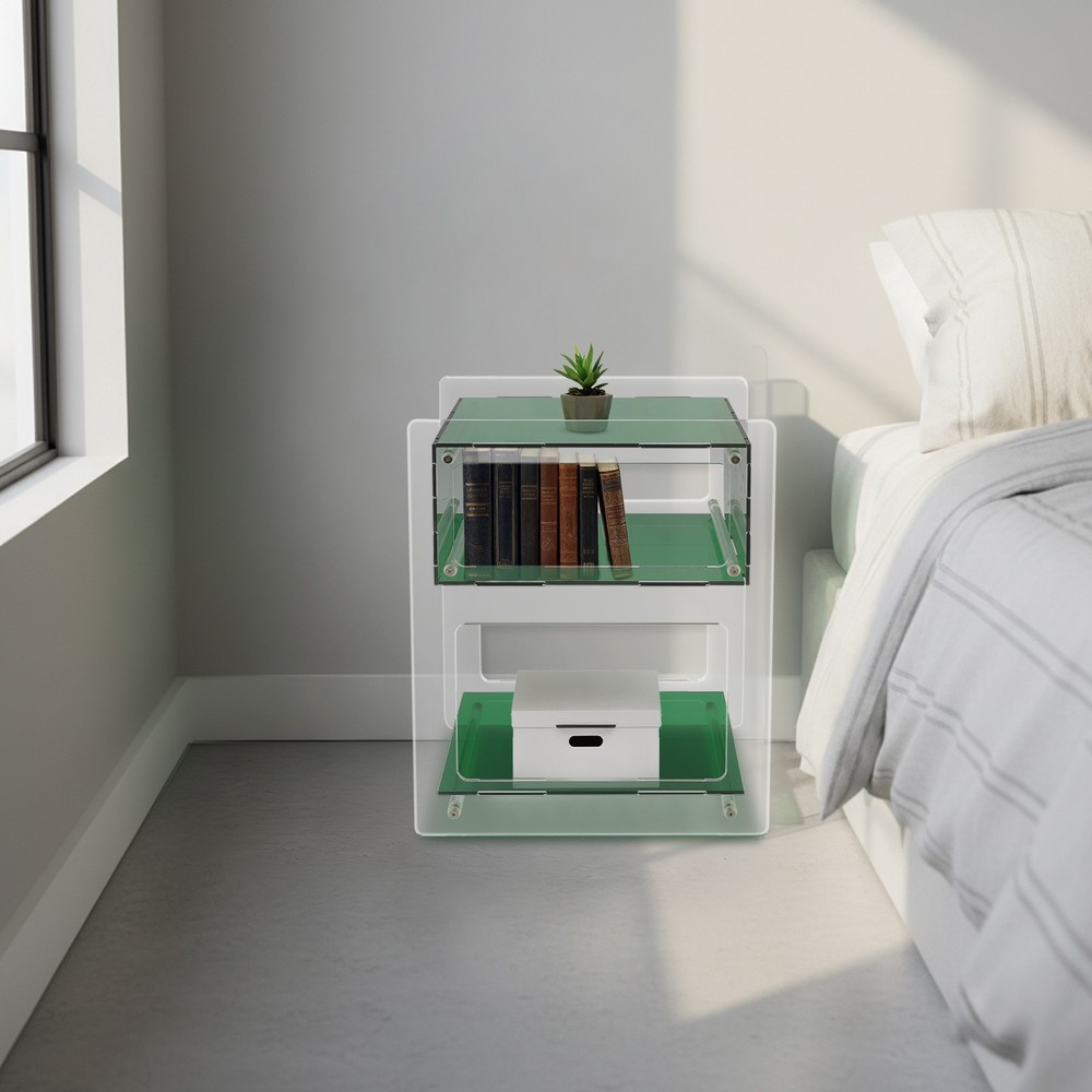 Acrylic Side Table Green Transparent Small Coffee Sofa End Table, Side Table