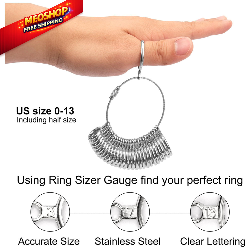 TUNQISM10 Pcs Ring Sizer Measuring Tool Set Includes Gauge, 3