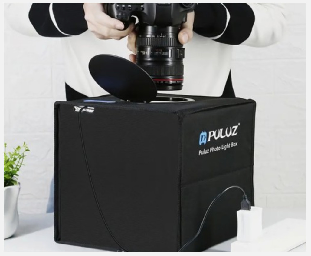 Puluz Foldable LED Ring Light Studio Box. 25cm. 12 Color Backgrounds Portable