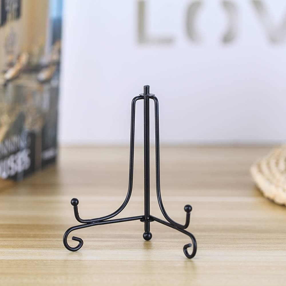 Compact Adjustable Black Iron Display Easels - 2 Pack for Home and Office