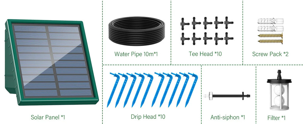 Automatic Solar Drop Irrigation Kit Solar Panel Garden Balcony