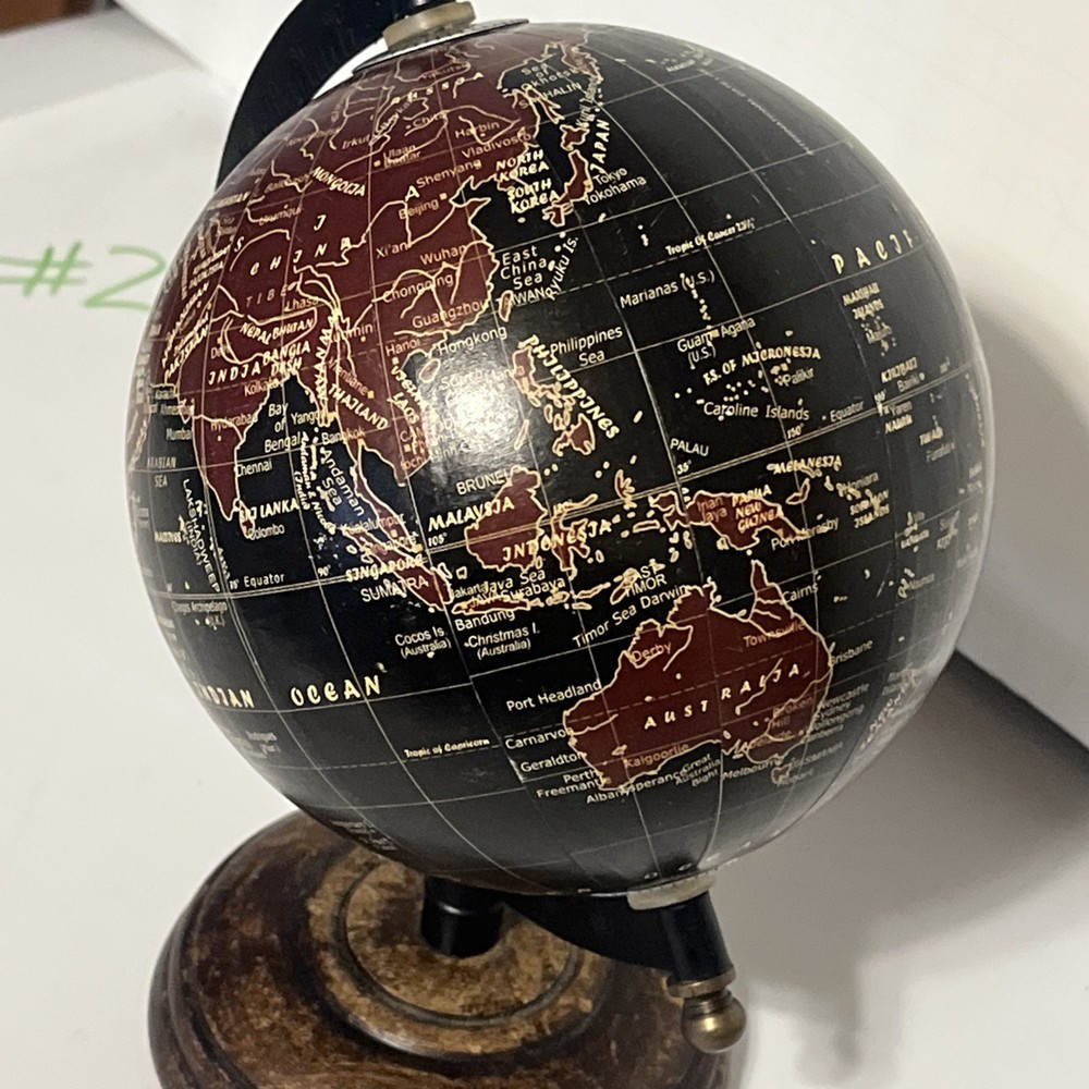 World Map Globe Small Desk Size Rotating Tilted Angle Education Geography