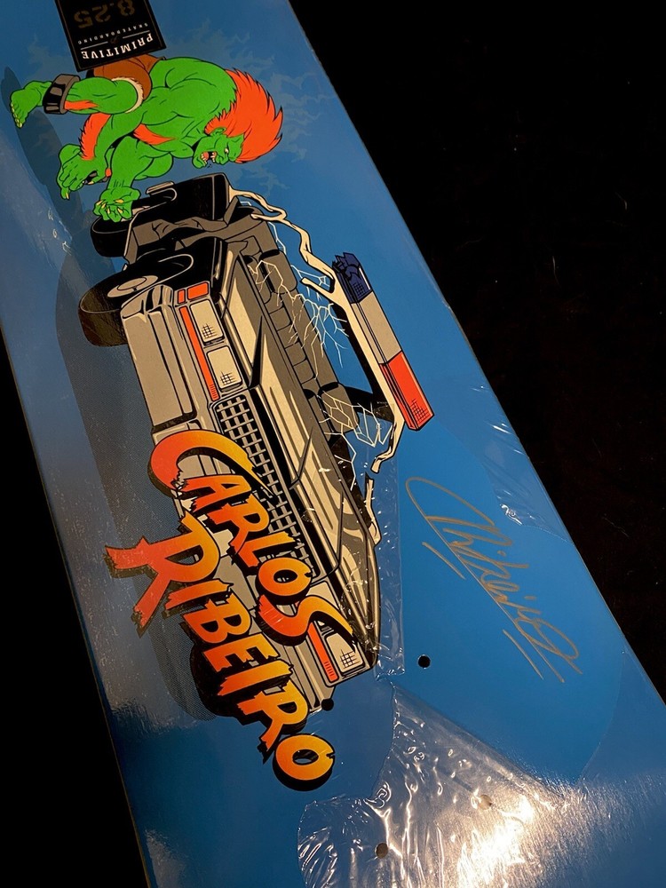 RARE SIGNED Primitive Street Fighter Blanka Skateboard Deck Carlos Ribeiro GITD
