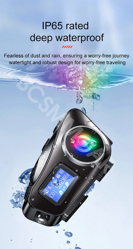 Motorcycle Intercom Riders Helmet Bluetooth Headset Headphones LCD Waterproof