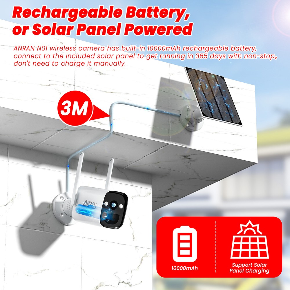 Outdoor Wireless Security Camera System Solar Battery Powered WIFI Audio Camera