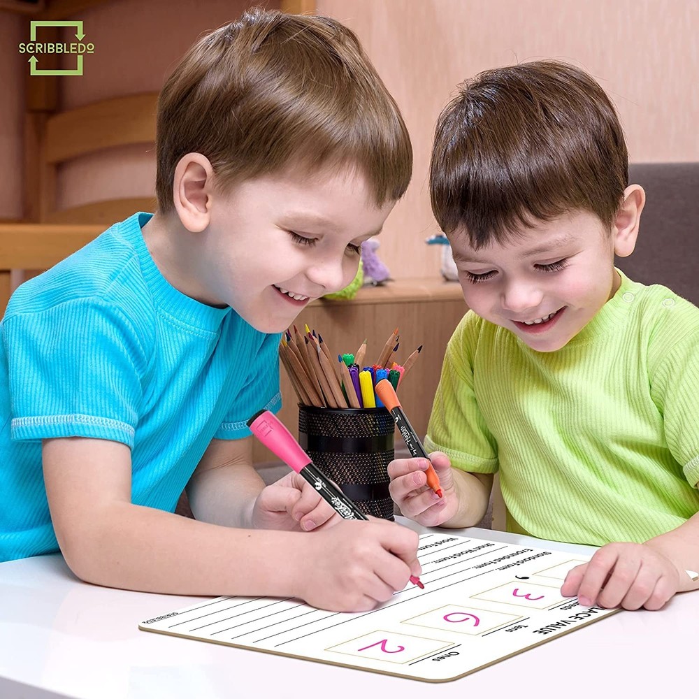 2 Pack 9"x12" Double Sided Dry Erase Place Value Board for Kids Math Lapboard