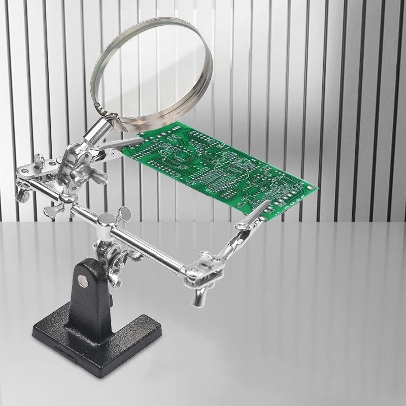 Soldering Iron Stand with Magnifier Third Hand Clamp.
