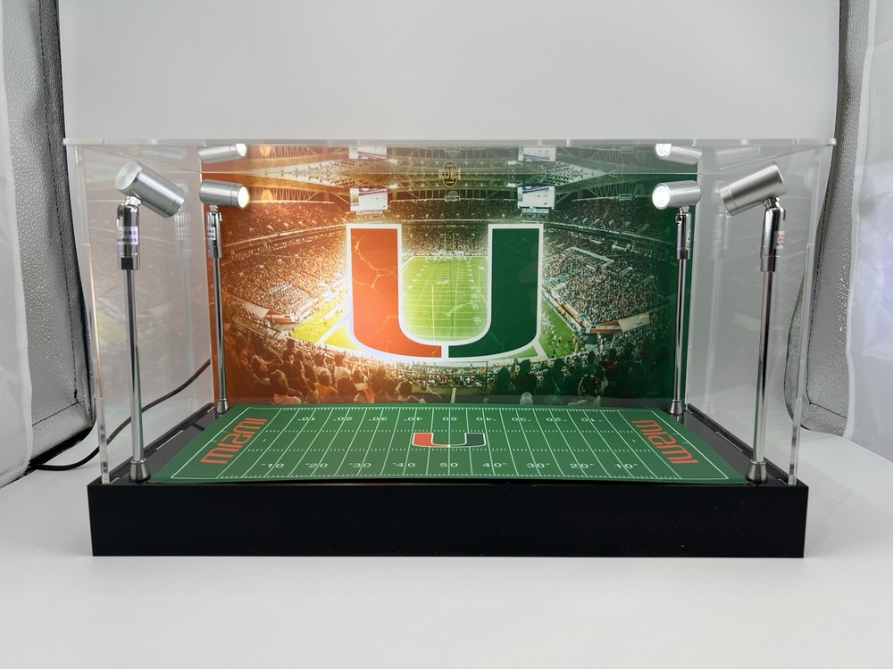 Miami Hurricanes Custom 2 Mini Helmet Display Case W/ LED Lights