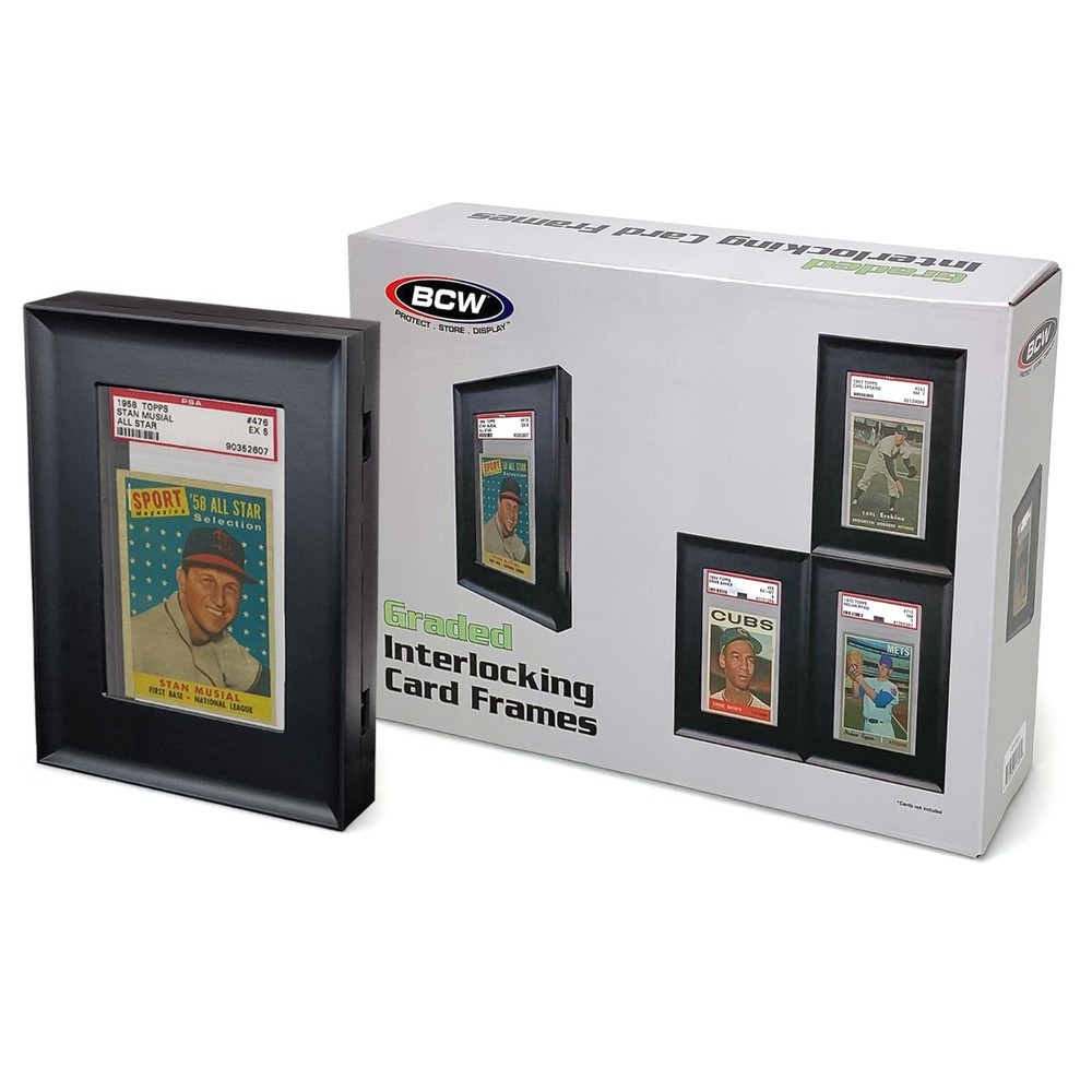 BCW Wall Mountable Interlocking Graded Card Display Frames Black New Pack of 24