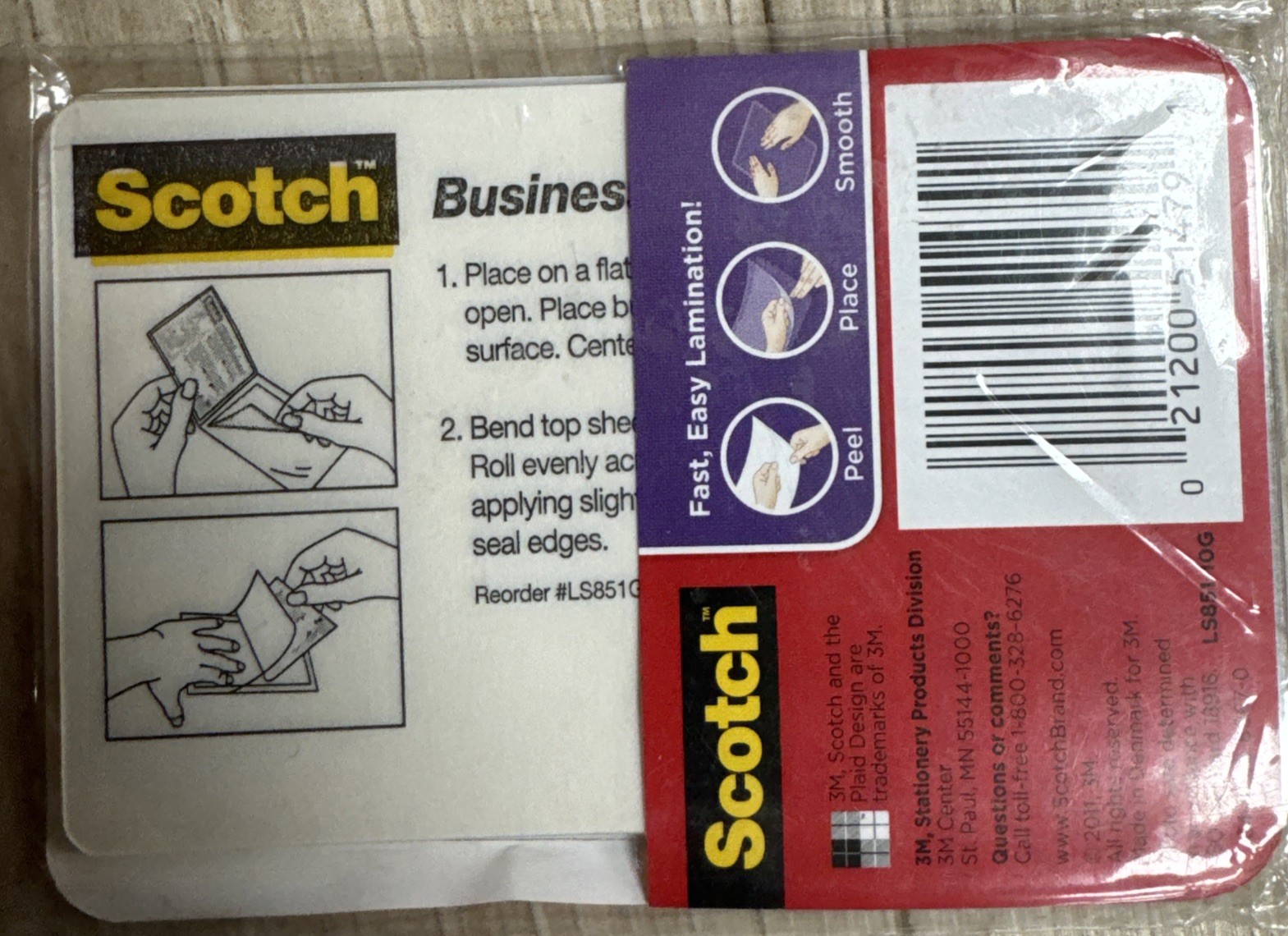 NEW Scotch Self-Sealing Laminating Pouches Business Card 2" x 3.5" 10PK LS851-1O