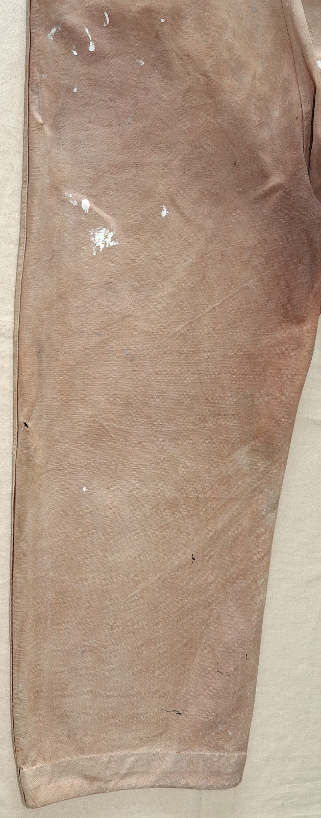 French 1940/50s Faded & Stained Brown Duck Cotton Canvas Pants LE ROBUSTE W39
