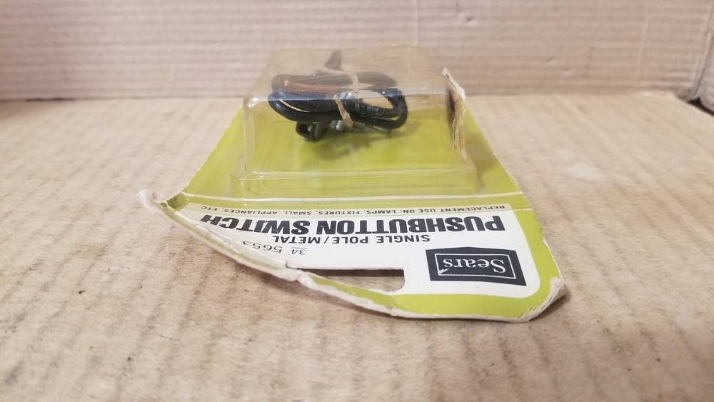 Sears 34_5653 Single Pole /Metal Push Button Switch , NOS-Damaged packaging