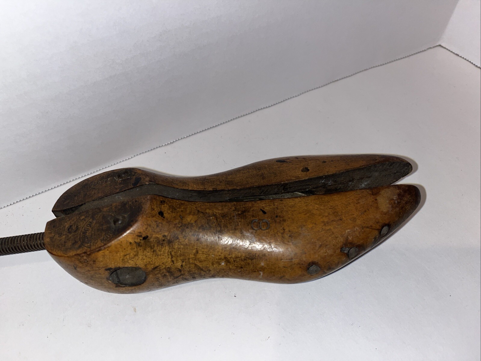 Antique Shoe Stretcher Crank Tree Authentic Marks Wood & Metal