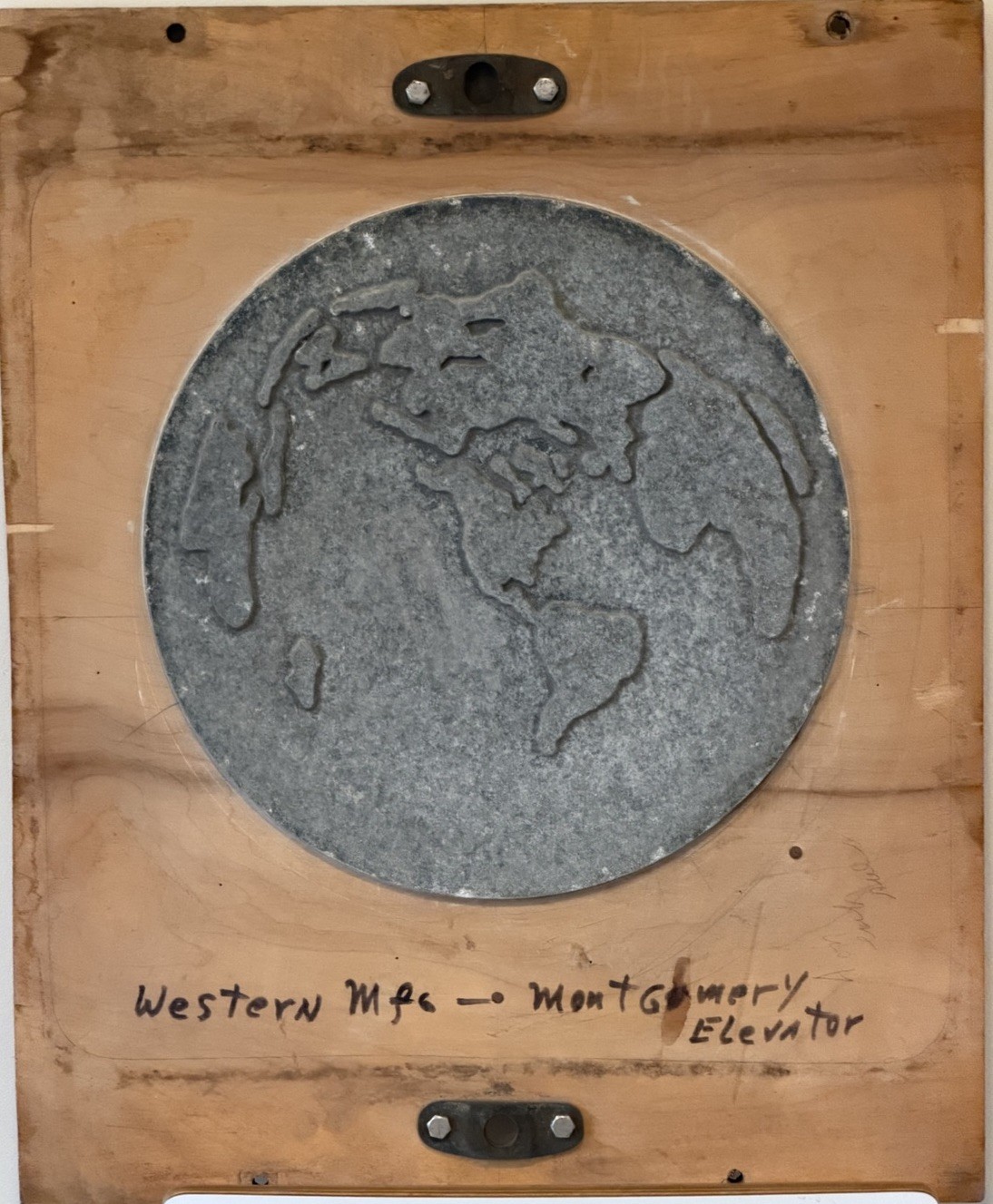 Mid Century Industrial Foundry Mold Wall Art Globe Earth Architectural Element