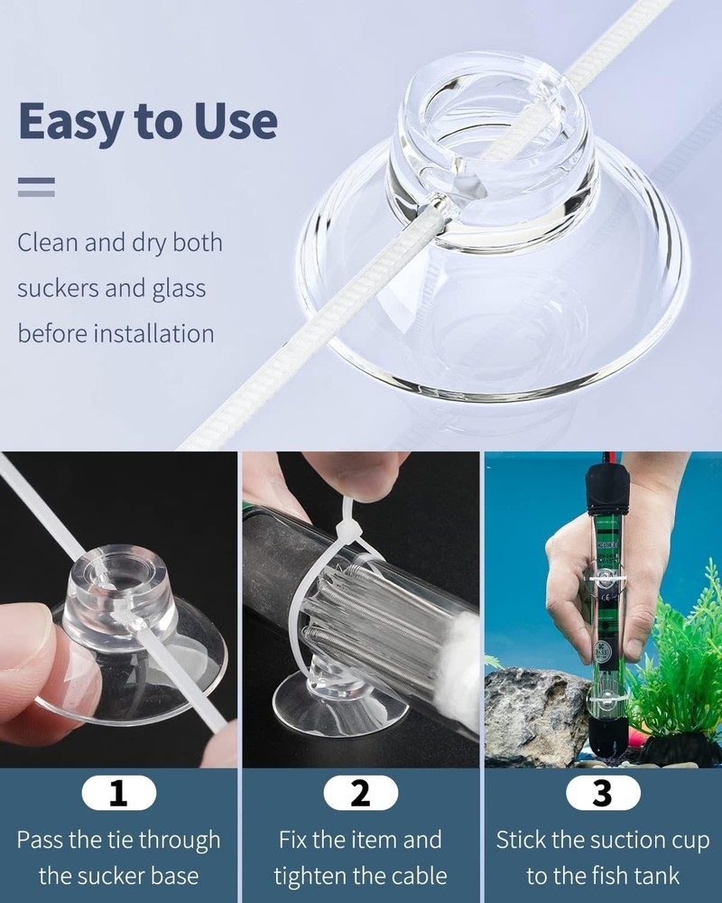 Suction Cups & Adjustable Zip Ties Set: Perfect Tools for Fish Tank Organization