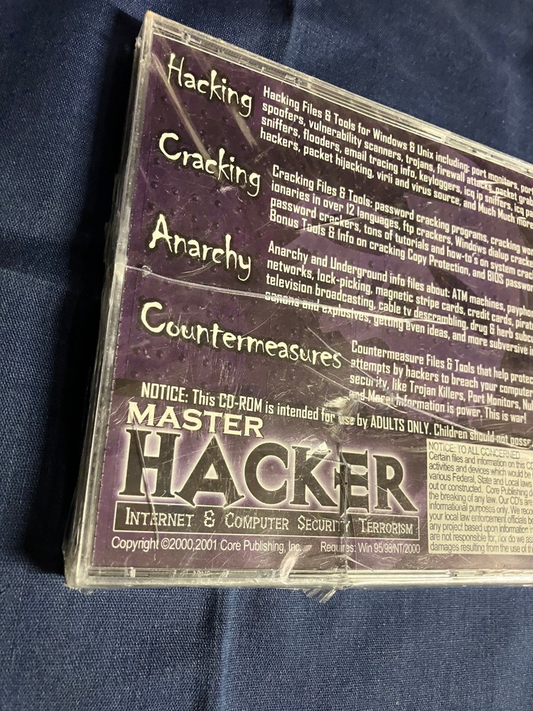 Master Hacker CD-Rom Internet Computer Security New Sealed Core Publishing 2001