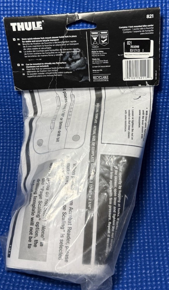 Thule 821 Low Rider Bicycle Fork Mount