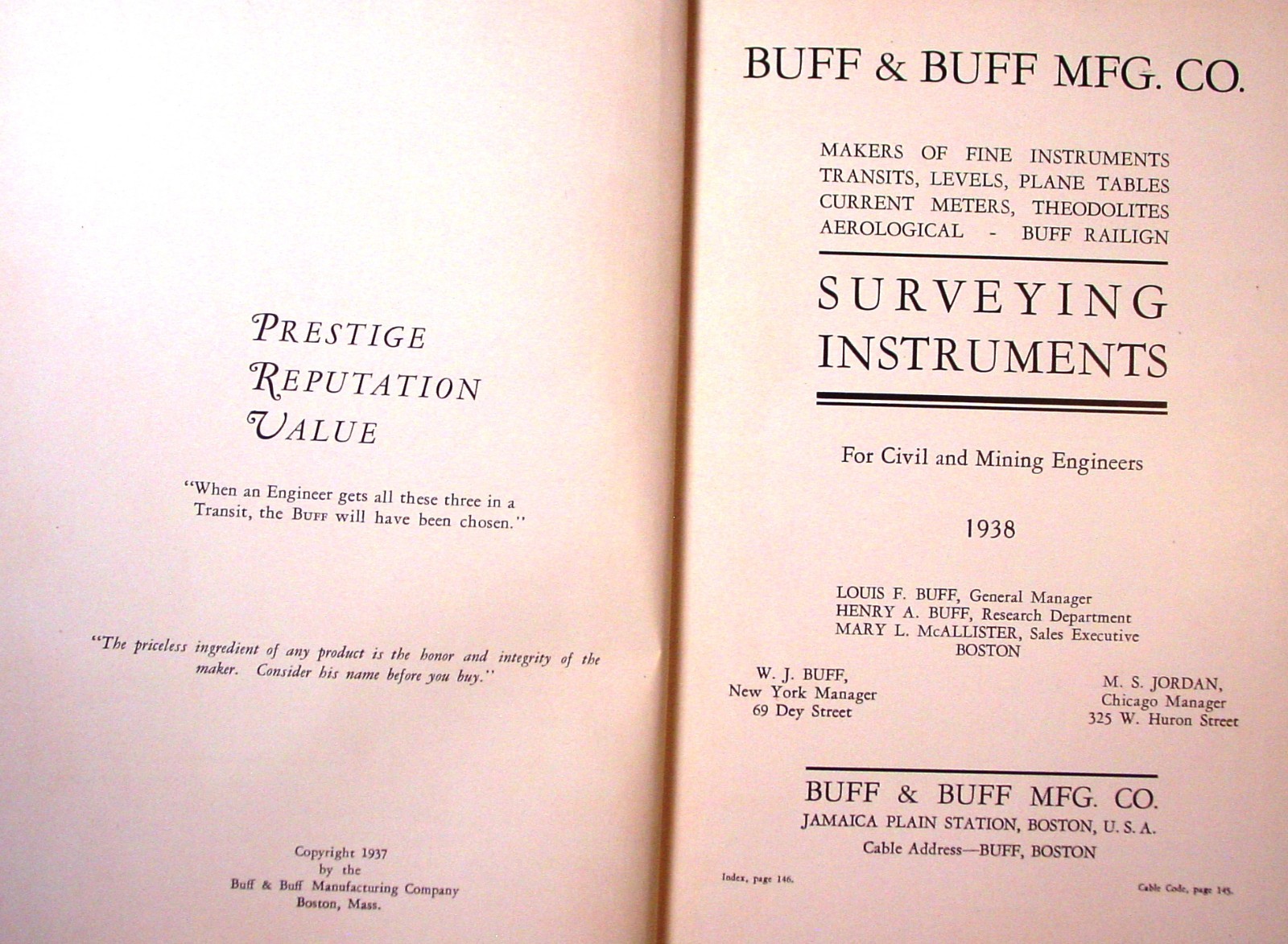 1938 Buff & Buff Surveying Insts. Catalog