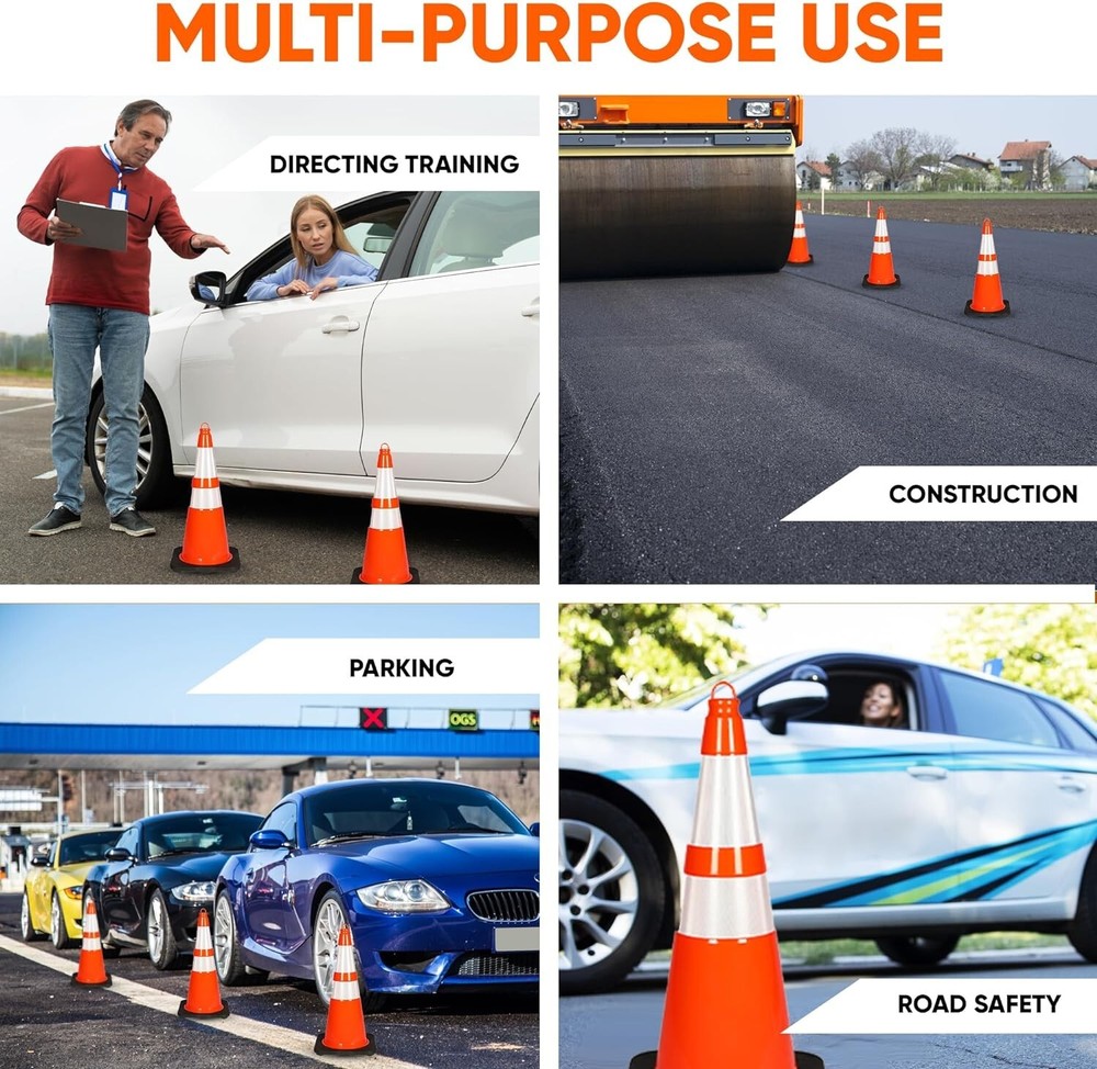 Pyle 28" PVC Cone - 4 Pieces High Visibility Structurally Stable