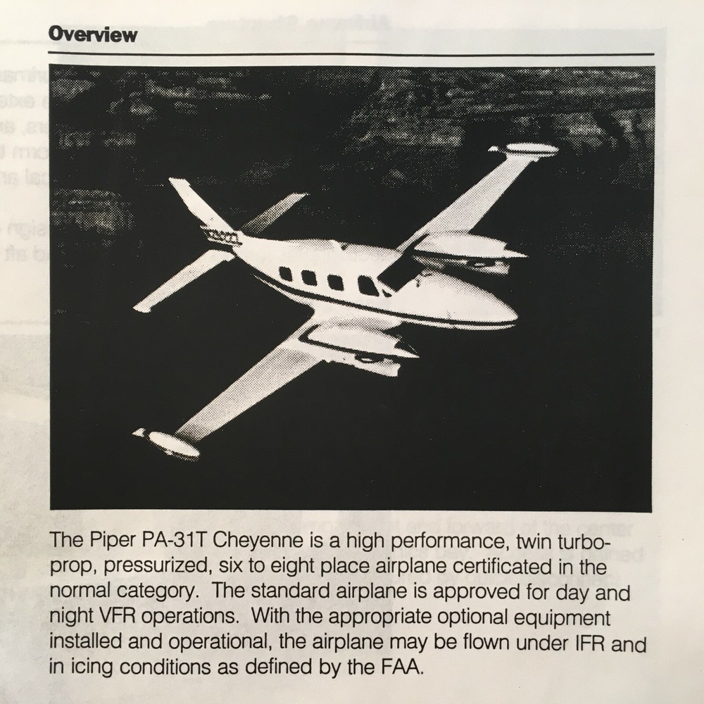 Piper PA-31T Cheyenne Reference Manual.