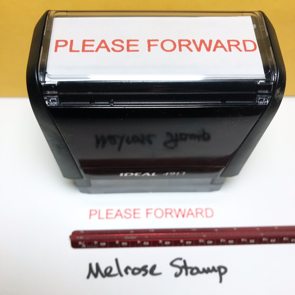 Please Forward Rubber Stamp Red Ink Self Inking Ideal 4913