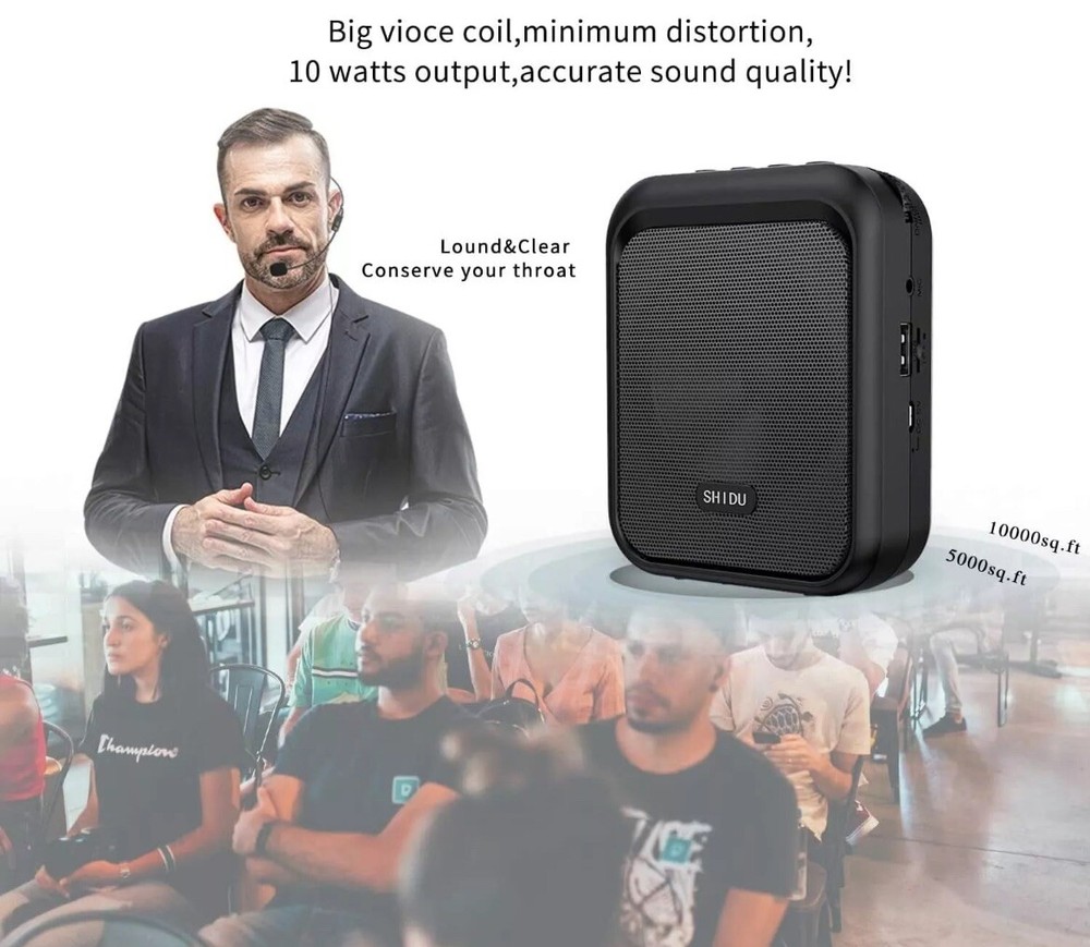 SHIDU Voice Amplifier Portable Bluetooth Speaker Wireless Microphone Tours +