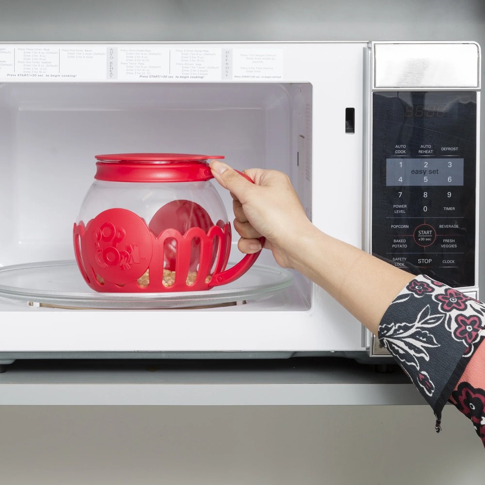 Borosilicate Glass Popcorn Popper 1.5 Qt Red