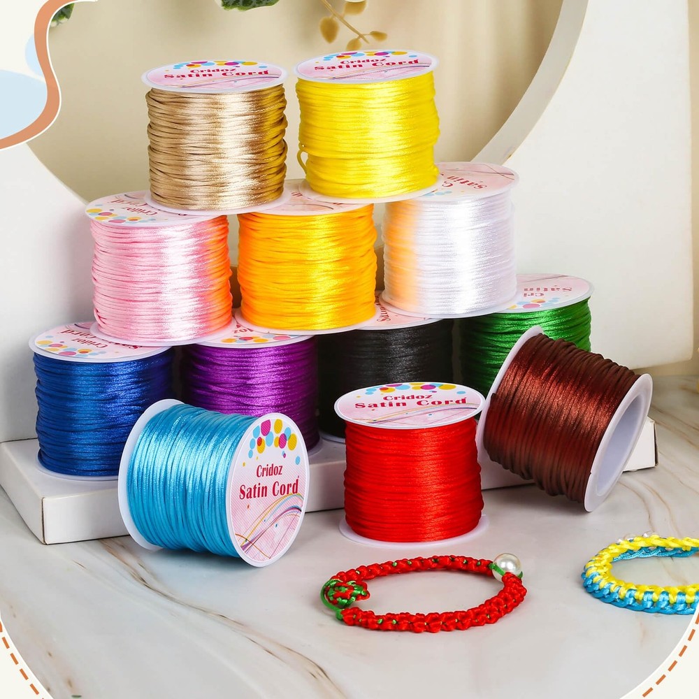 Nylon String set set 12 Rolls Satin Rattail Silk for Bracelet mixed