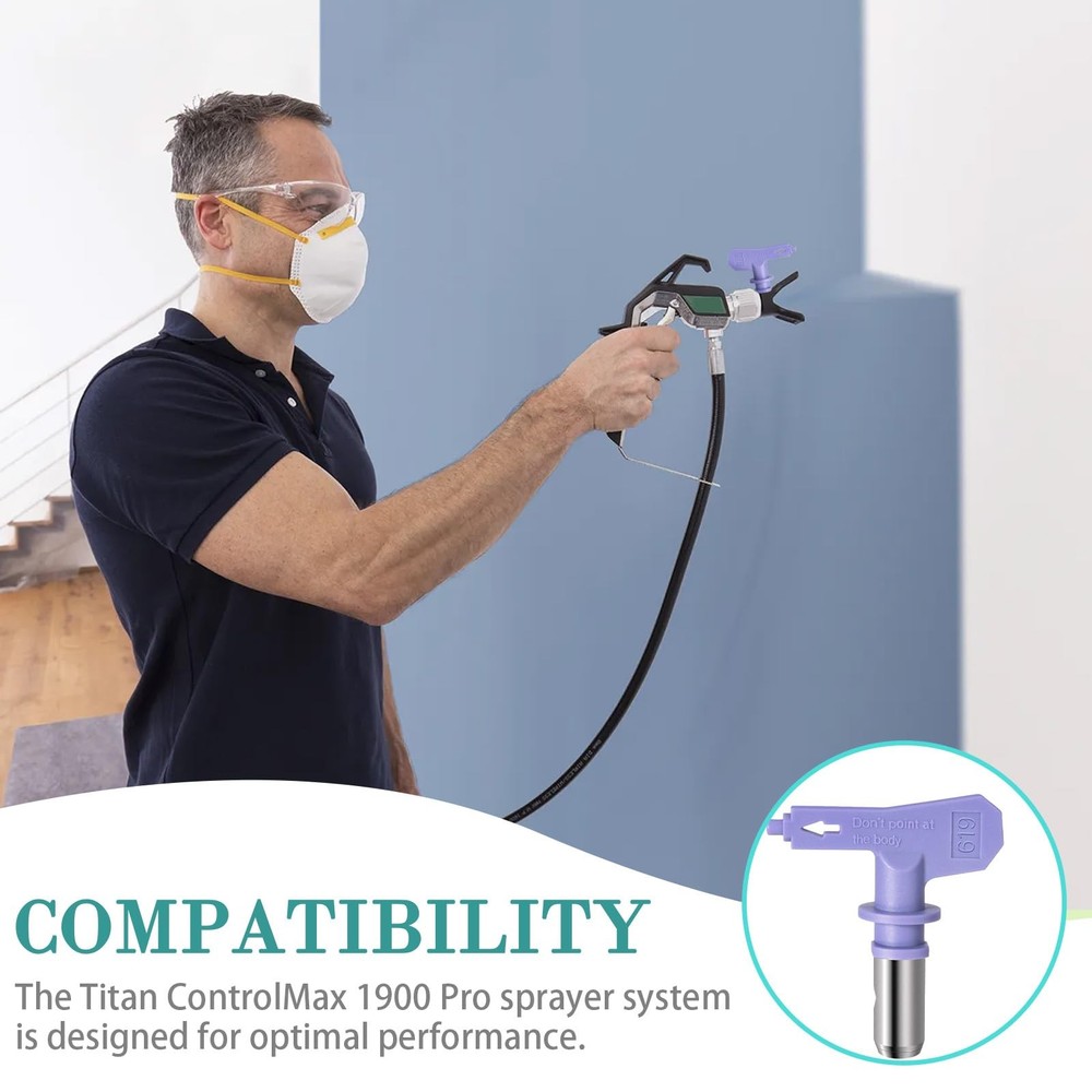 353-619 High Efficiency Airless Spray Tip, 12-14 Inch Pattern, Compatible wit...