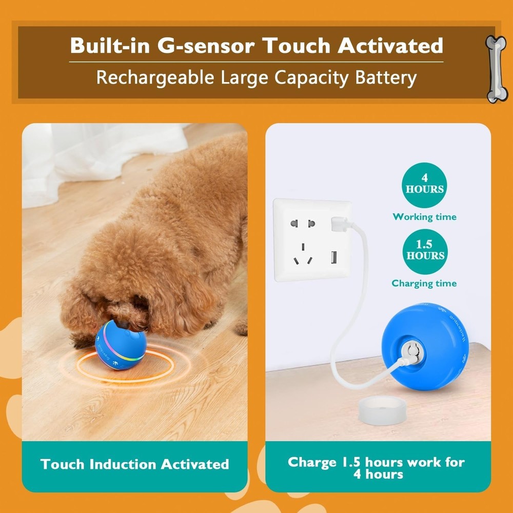 Upgraded Motion-Activated Interactive Dog Ball - Durable & USB Rechargeable