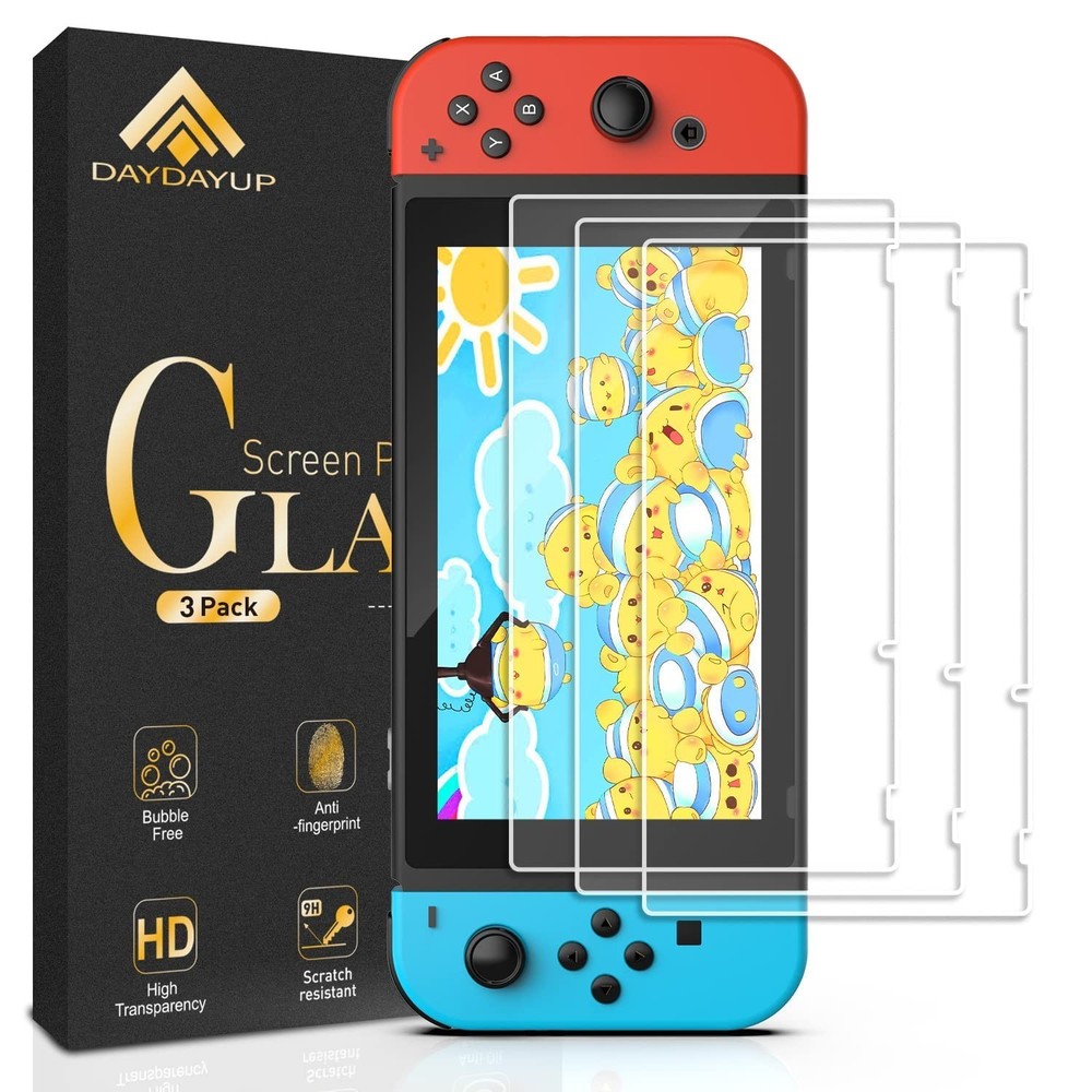 daydayup 3-Pack Tempered Glass Screen Protector for Nintendo Switch