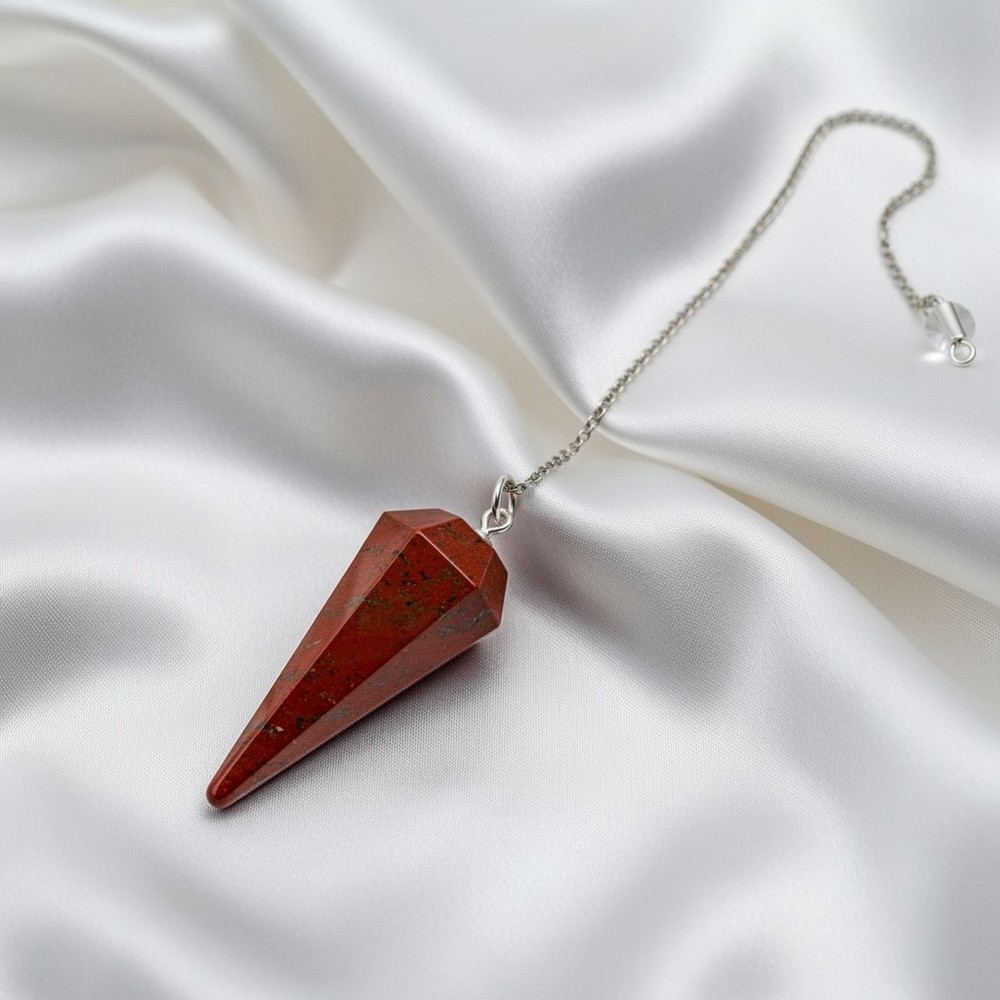 Premium Red Jasper Crystal Pendulum | Root Chakra Balancing Tool for Grounding