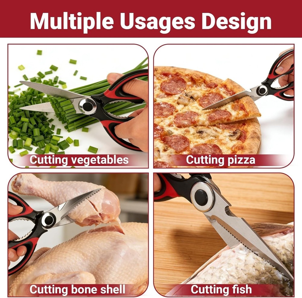 Professional Grade Kitchen Shears & Seafood Scissors - Sharp & Durable Set of 2