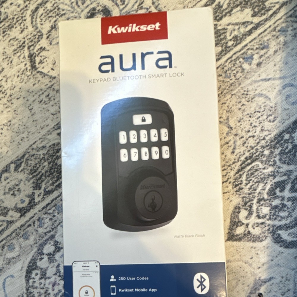 Kwikset Aura Keypad Bluetooth Smart Lock Matte Black with SmartKey Security
