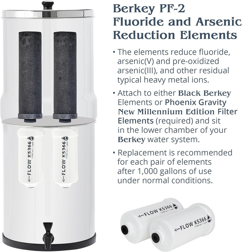 GENUINE AUTHENTIC BERKEY PF-2 Fluoride and Arsenic Reduction (1 Element) 16z