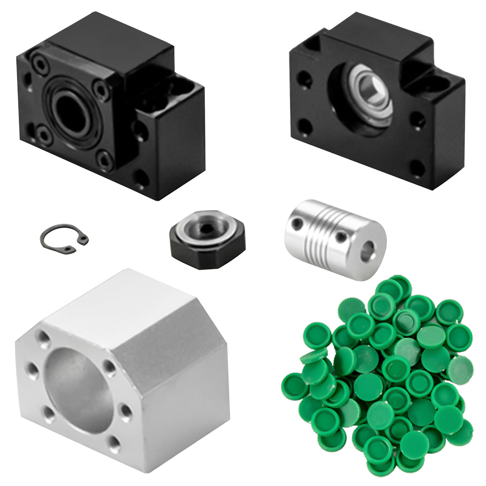 2X Linear Rails HGR20-1500mm 4X Blocks Ballscrew RM1605-1500mm BF12/BK12 CNC Set