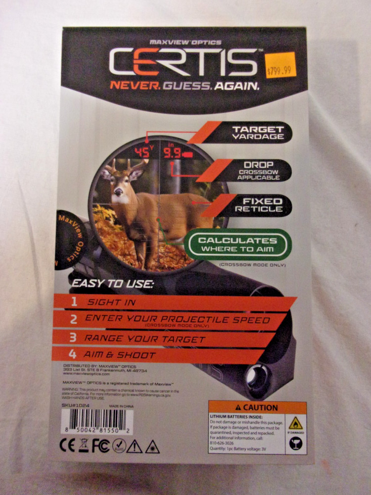 NEW 2026 Maxview Optics CERTIS Laser RangeFinding Scope Rangefinder CROSSBOW GUN
